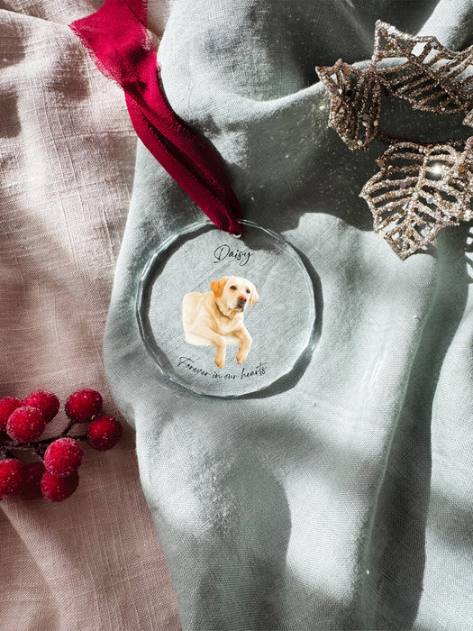 Personalised In Memory Dog Ornament – Glass Christmas Keepsake