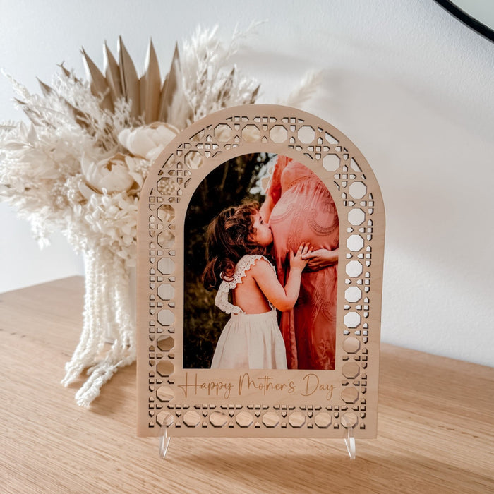 Rattan Mother's Day photo plaque