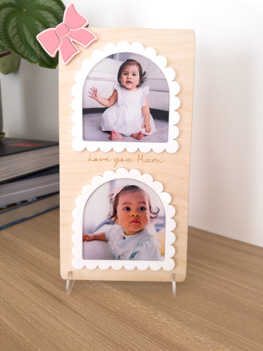 Personalised Mother’s Day scalloped edge bow Photo Frame