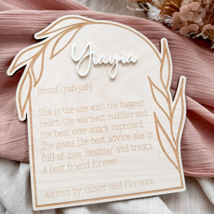 Mother or Grandmother Definition Plaque
