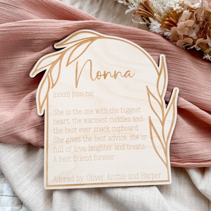 Mother or Grandmother Definition Plaque