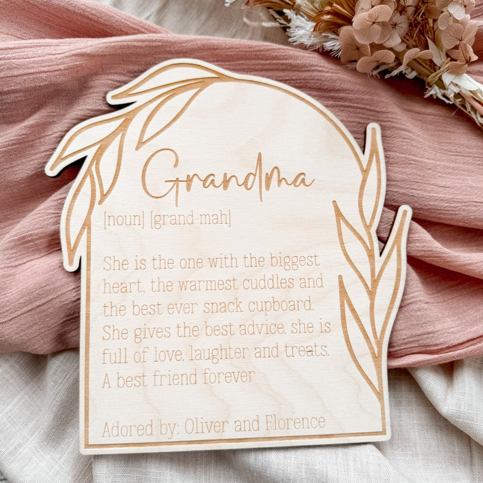 Mother or Grandmother Definition Plaque