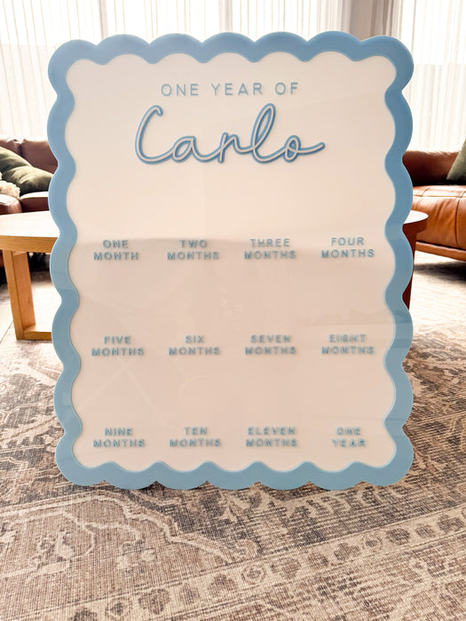 Babies First Birthday Board - Acrylic Baby Milestone Board - My first 12 months