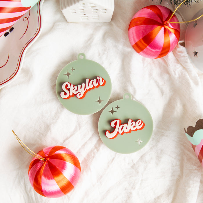 Personalised Acrylic Retro Name Bauble