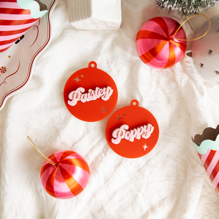 Personalised Acrylic Retro Name Bauble