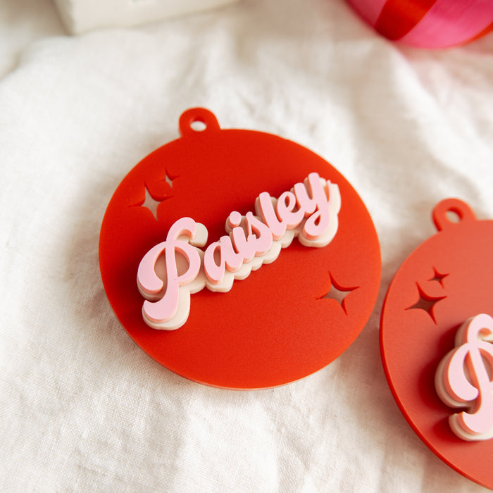 Personalised Acrylic Retro Name Bauble