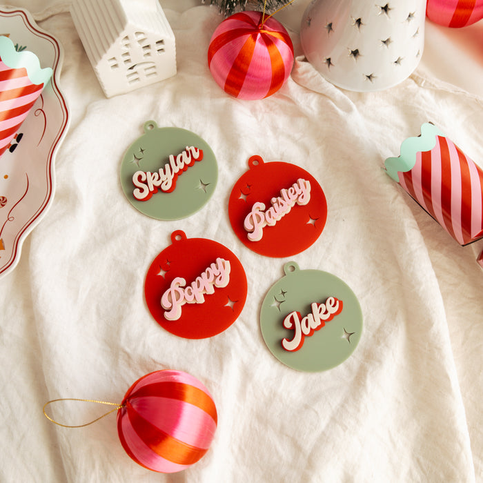 Personalised Acrylic Retro Name Bauble