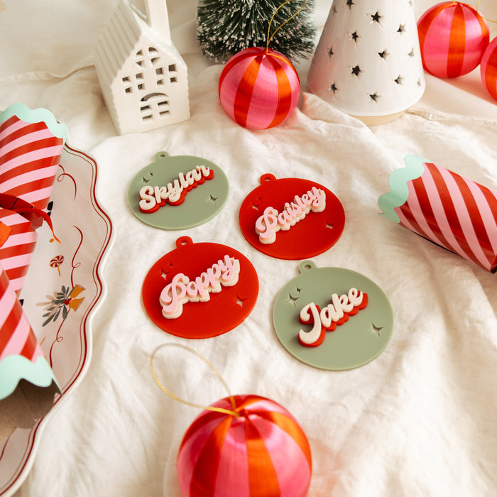 Personalised Acrylic Retro Name Bauble