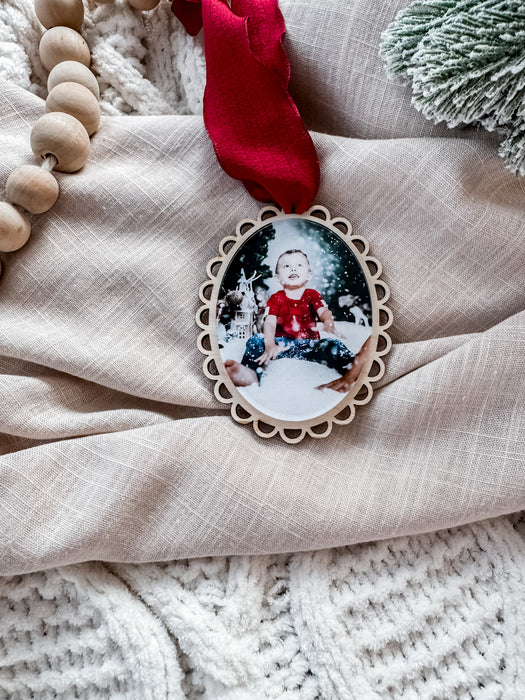 Personalised Wooden Baby Christmas Photo Ornament