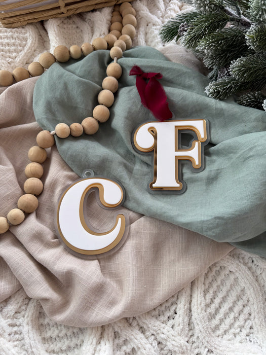 Personalised Initial Christmas Ornament – Layered Acrylic Letter Bauble