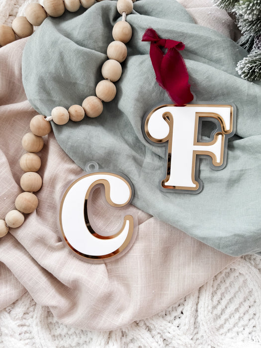 Personalised Initial Christmas Ornament – Layered Acrylic Letter Bauble