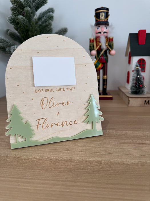 Personalised Santa Countdown Wooden Engraved Plaque