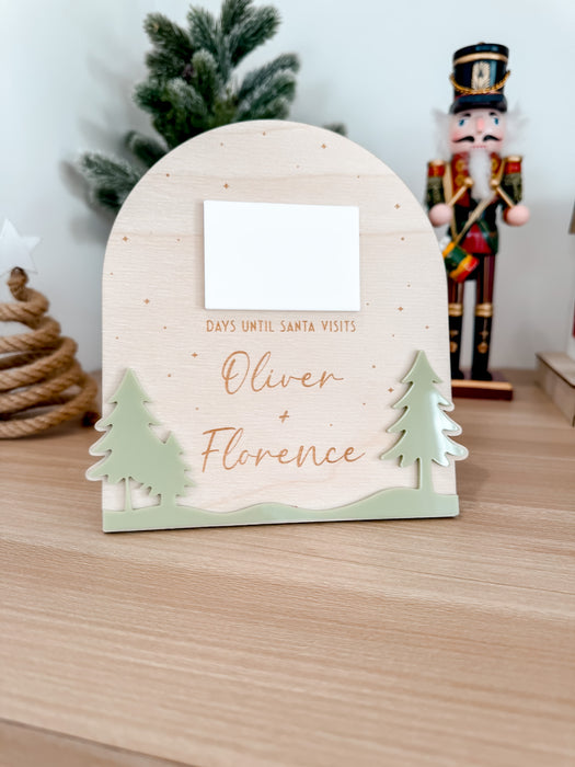 Personalised Santa Countdown Wooden Engraved Plaque