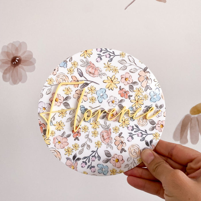 Floral Acrylic Baby Name Plaque
