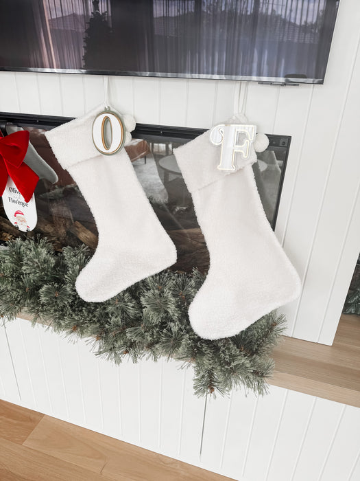 Personalised Teddy Christmas Stocking with tripple layered Acrylic Initial