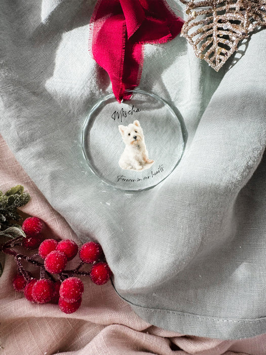 Personalised In Memory Dog Ornament – Glass Christmas Keepsake
