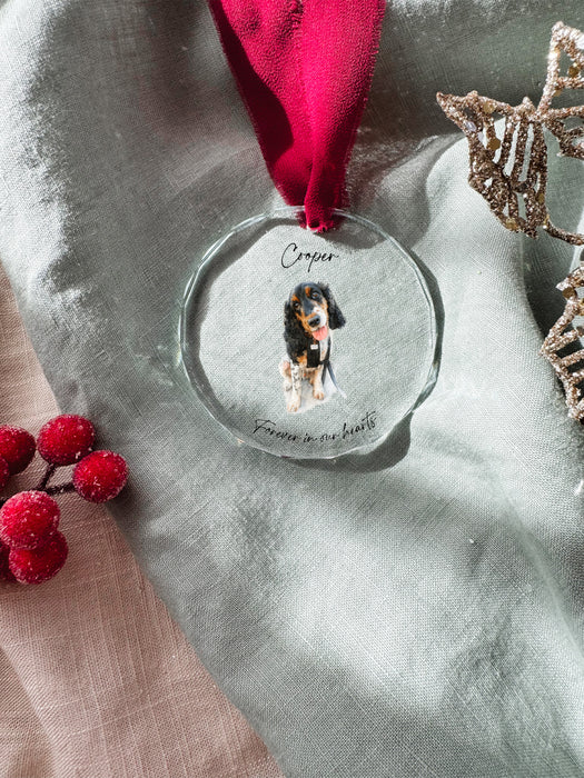 Personalised In Memory Dog Ornament – Glass Christmas Keepsake