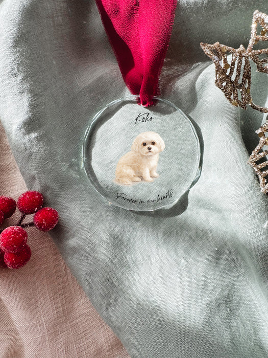 Personalised In Memory Dog Ornament – Glass Christmas Keepsake