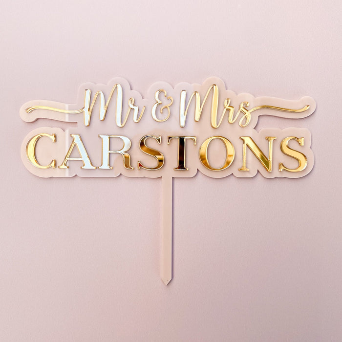 MR AND MRS WEDDING CAKE TOPPER