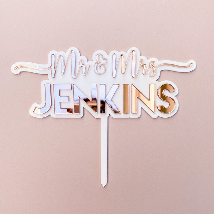 MR AND MRS WEDDING CAKE TOPPER