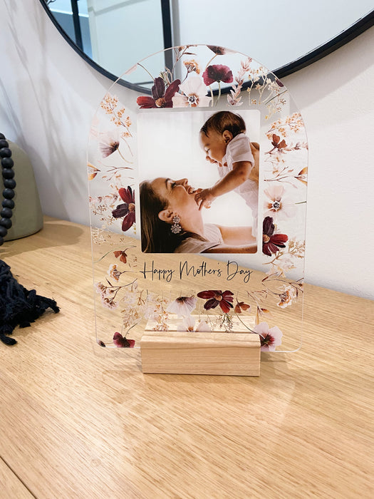 Floral Mothers Day Arch Personalised Photo Plaque