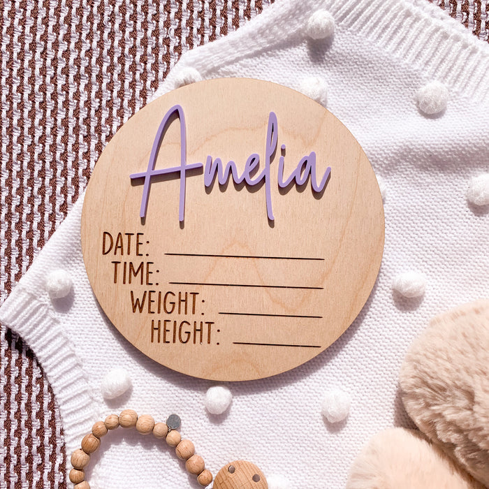 Acrylic Birth Announcement Plaque