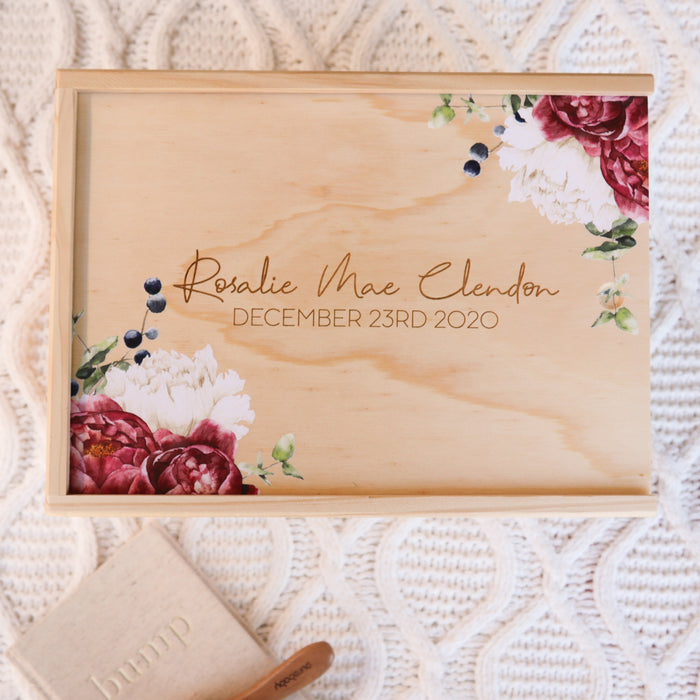Peony boarder Keepsake Box