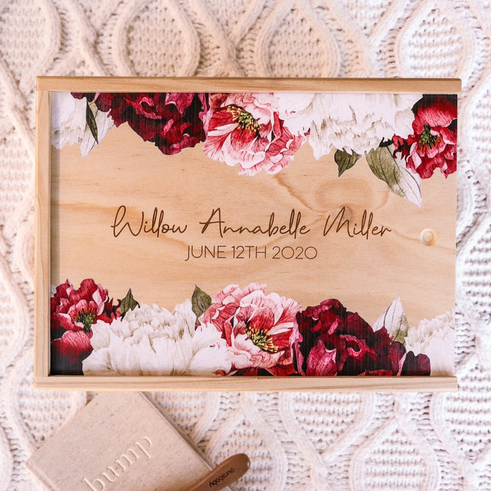 Peony boarder Keepsake Box