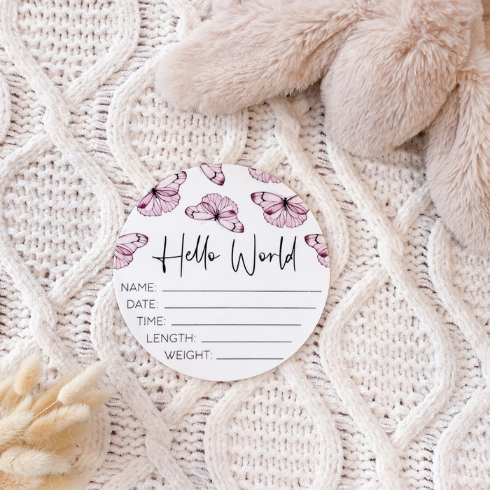 Acrylic Butterfly Birth Announcement Plaque