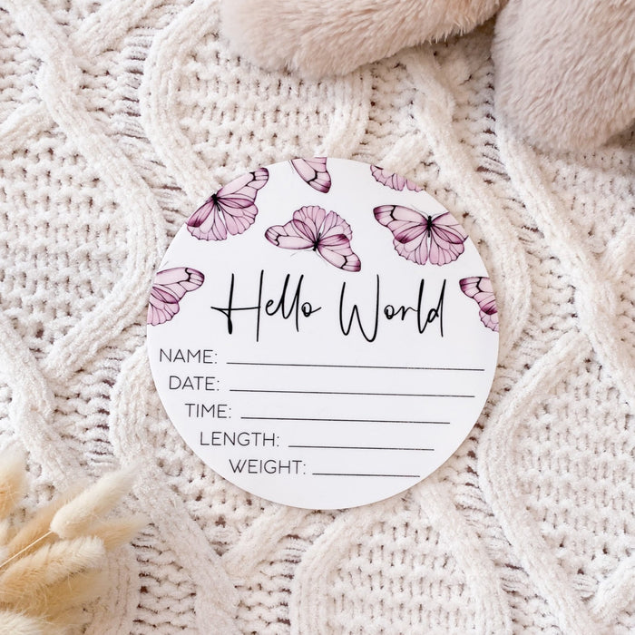 Acrylic Butterfly Birth Announcement Plaque