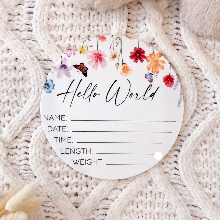 Acrylic Floral Birth Announcement Plaque