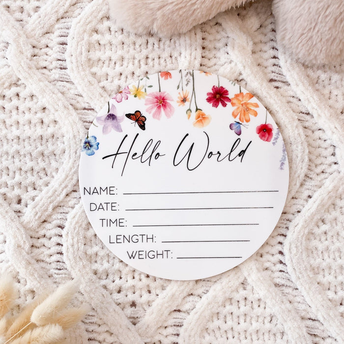 Acrylic Floral Birth Announcement Plaque