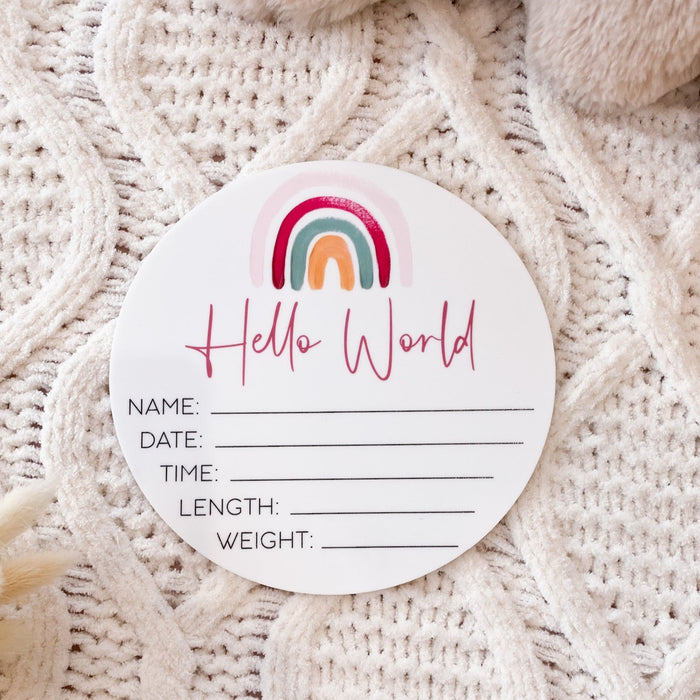 Acrylic Rainbow Birth Announcement Plaque