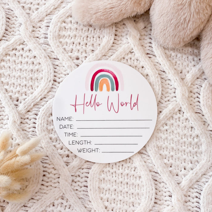 Acrylic Rainbow Birth Announcement Plaque