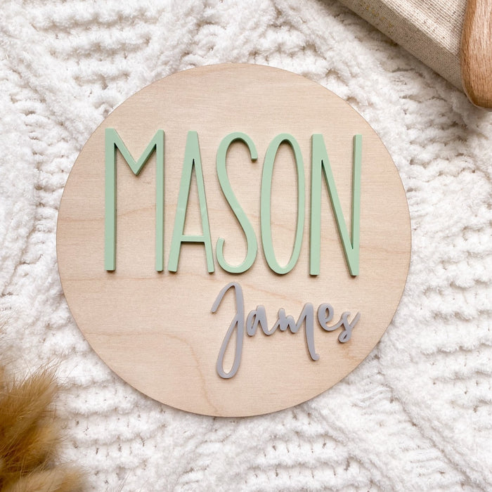 Wood and Acrylic Baby Name Plaque