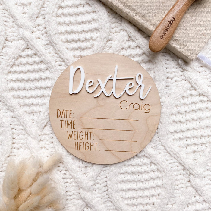 Acrylic Birth Announcement Plaque