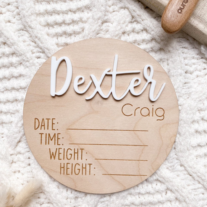 Acrylic Birth Announcement Plaque
