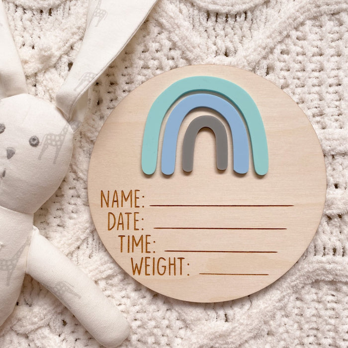 Abstract Rainbow Birth Announcement Plaque