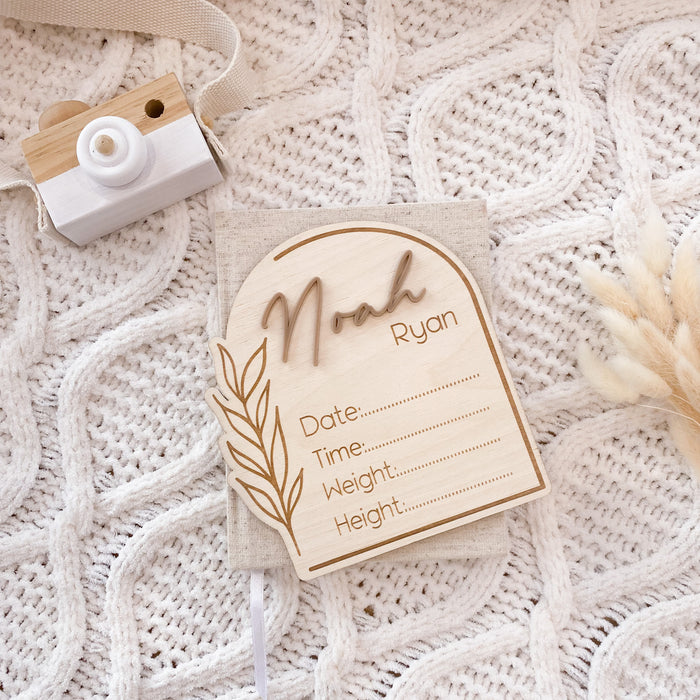 Wood and Acrylic Birth Announcement Plaque