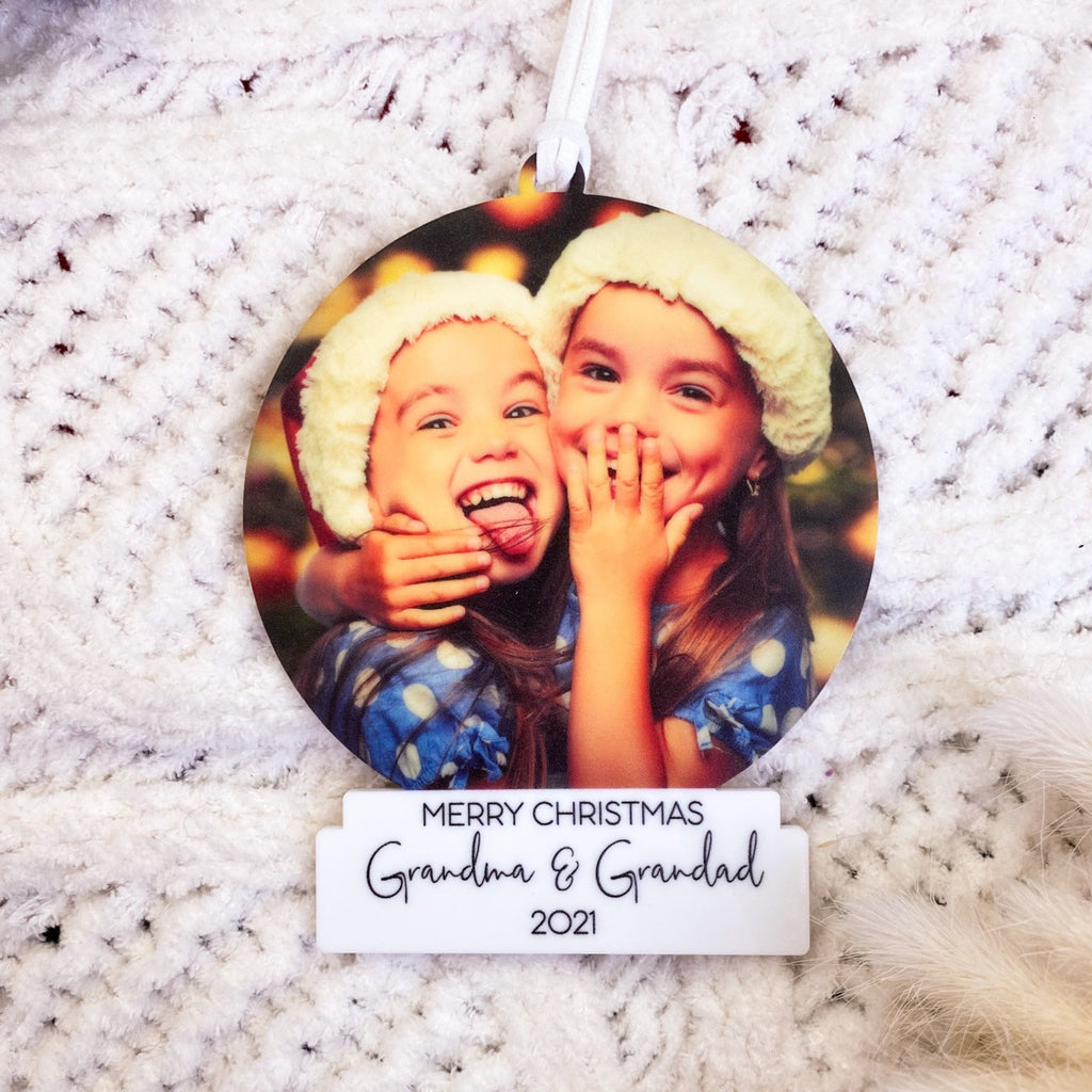 Photo Snow Globe Christmas Tree Ornament Elkwood Designs