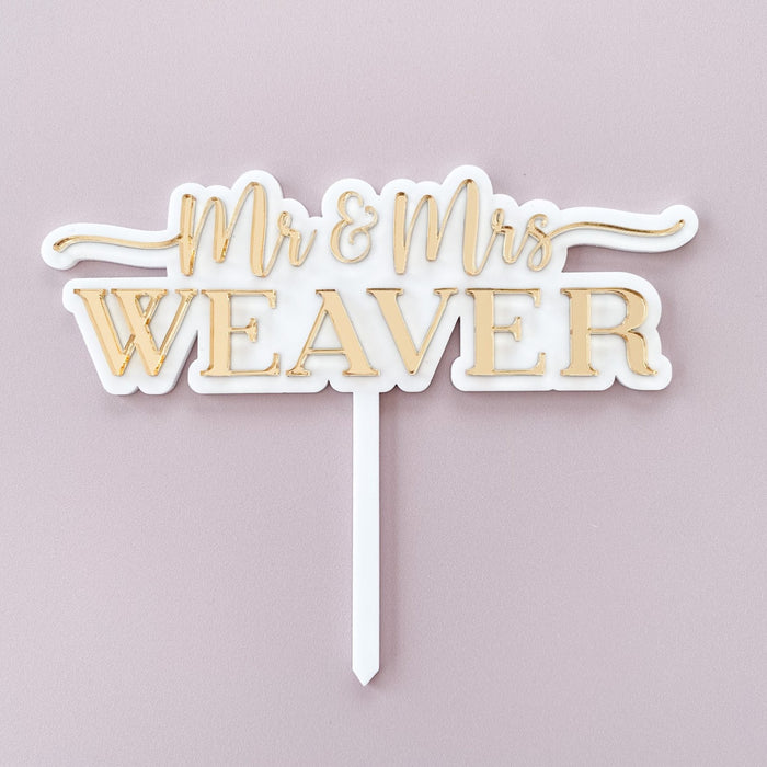 MR AND MRS WEDDING CAKE TOPPER