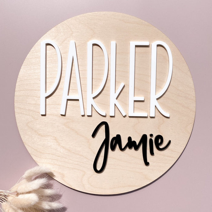 Wood and Acrylic Baby Name Plaque