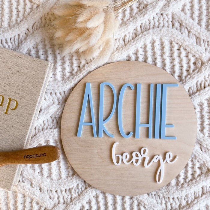 Wood and Acrylic Baby Name Plaque
