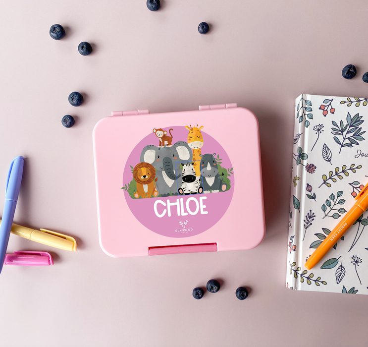 Personalised Mini Childrens Safari Animal Bento Snack Boxes