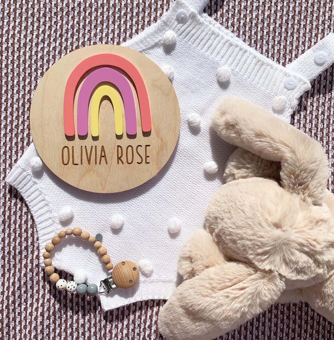 Rainbow Acrylic Birth Announcement Plaque