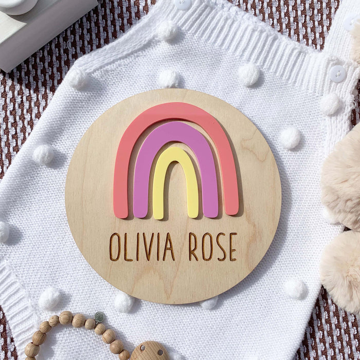 Rainbow Acrylic Birth Announcement Plaque