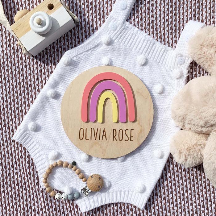 Rainbow Acrylic Birth Announcement Plaque
