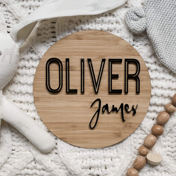 Custom Bamboo and Acrylic Name Plaque