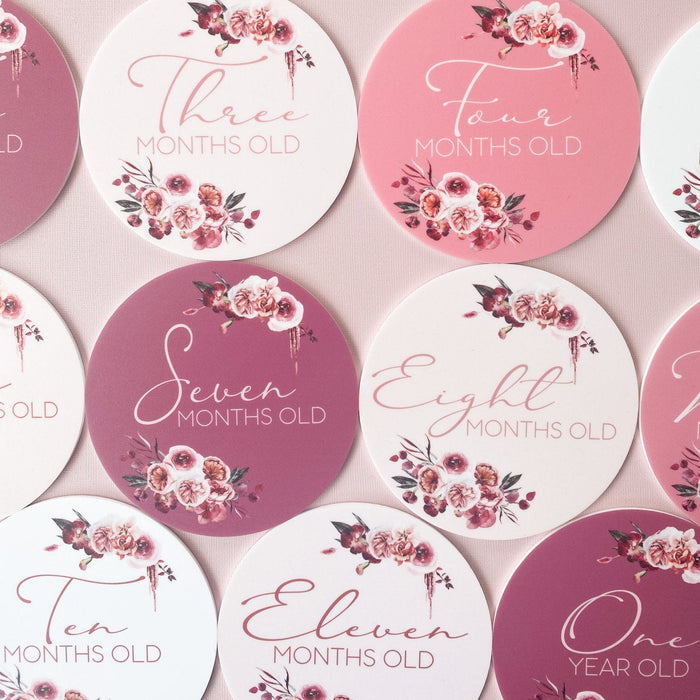 Dusty Pink Floral Milestone Cards