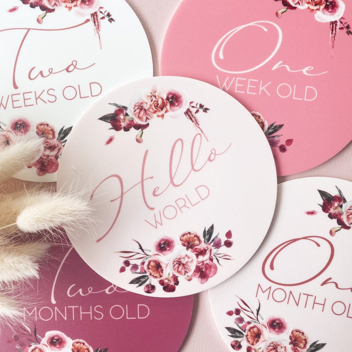 Dusty Pink Floral Milestone Cards